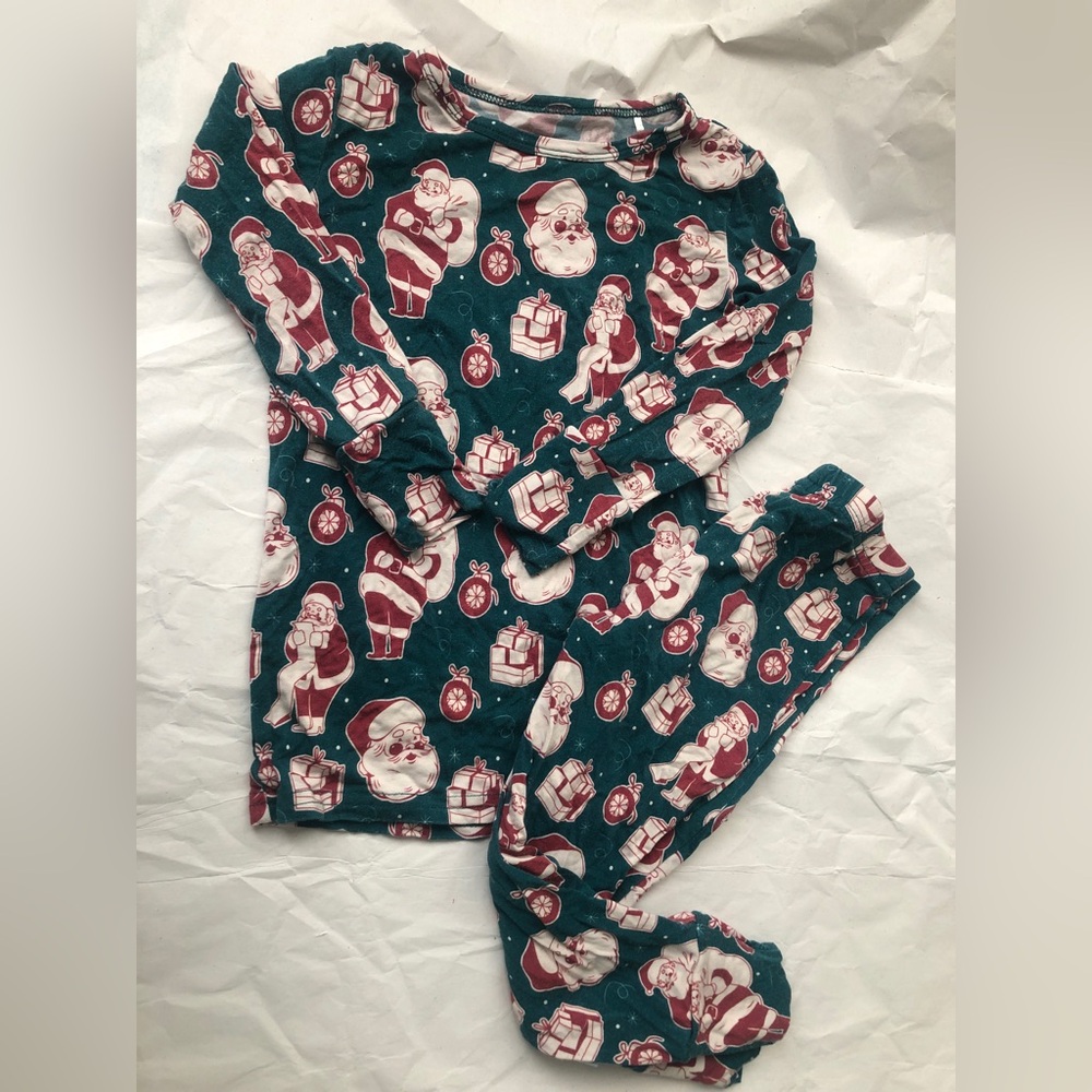 Dreamiere Bamboo Toddler Pajama Set Christmas Size 3T Santa